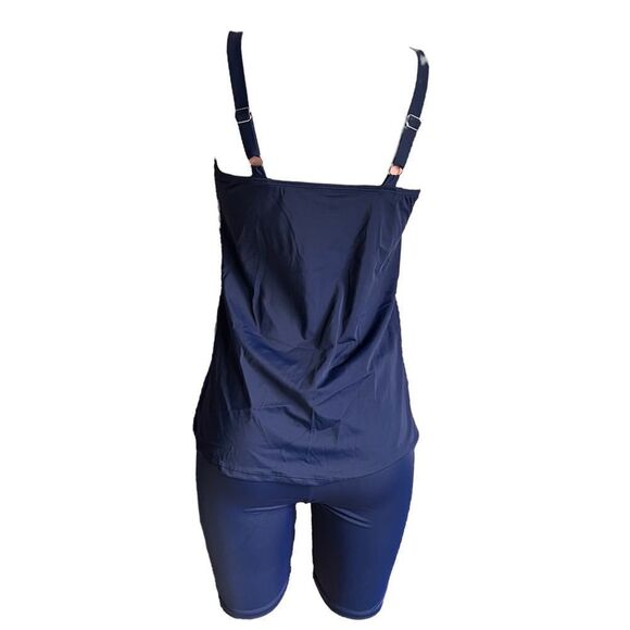 Denim & Co. Beach V-Neck Handkerchief Tankini with Bike Short - Picture 5 of 8